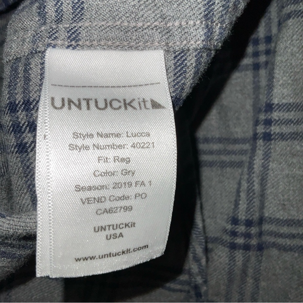 UNTUCKit Shirt Mens 3XL Grey & Blue Flannel Button Up Long Sleeve Casual Hiking - Picture 6 of 12